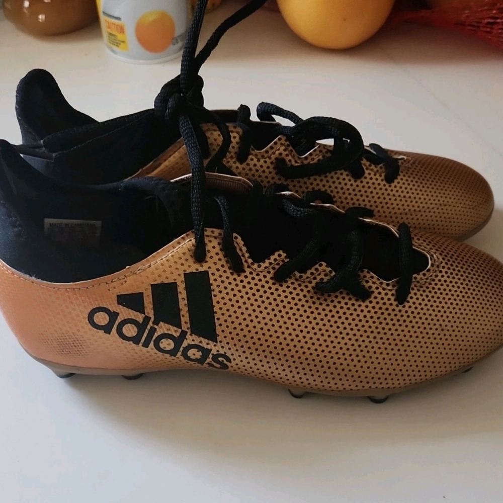 Adidas X 17.2 FG TechFit Gold Kid's Youth Metallic Soccer Cleats Size 4.5Y